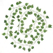 3/6/12pcs Artificial Ivy Hanging Vines, Green Leaf Garland, Greenery Vines For Home, Wedding, Bathroom, Garden Decor - Vine - View 12