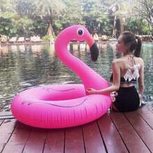1pc Inflatable Flamingo Swim Ring, Summer Swimming Pool Float, Deep Water Use Floating Ring (Non-Luminous, Non-Battery Version) - Flamingo Swimming Ring - View 2