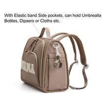 绣有“MAMA”字样的背包，带拉杆和妈妈尿布包，卡其色手提包，带婴儿车挂钩 - 彩色 - 查看 8