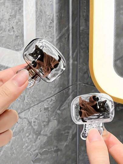 Cute Black Cat Pattern Toothbrush Head Protector Cover, Designed For Convenient Travel And Home Use, Essential Health Item, Easy Open And Close Design, Suitable For Home, Travel, Bathroom And Office Use, Keeps Toothbrush Clean And Hygienic, Portable Plastic Material, Fits All Toothbrushes (Bathroom, Office) - Essential Hygiene