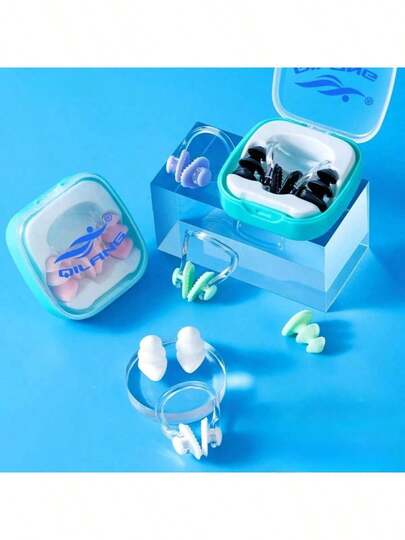 Children's Nose Clip+Earplug Set, Swimming Earplugs, Waterproof Nose Clip, Non Soundproof Earplugs, Professional Swimming Anti Suffocation Nose Clip, Diving Ear Protection Equipment, Swimming Protective Equipment, The Best Gift For Children In Summer