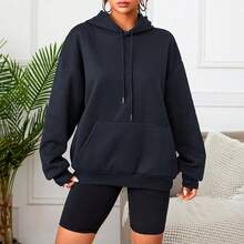 Shendy Vendy Women's Plus Size Drawstring Thermal Fleece Lined Hoodie Sweatshirt - Navy Blue - View 7