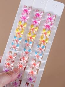10pcs/Set Colorful Gradient 3D Resin Butterfly Hair Clips, Cute Bridal Wedding Decor, European And American Style Hair Accessories For Girls - Multicolor - View 3