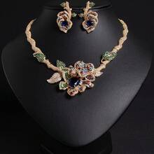 Bộ 5 món, bộ 3 món trang sức thời trang nữ, đính đá Zirconia nhiều màu sắc/Thời trang/Độc đáo, bông tai hình hoa, dây chuyền, bộ trang sức, bộ dây chuyền, thích hợp cho phụ nữ/cô dâu/phù dâu/ngày lễ/tiệc tùng/đám cưới/tiệc chiêu đãi, quà tặng - Bộ trang sức - Xem 15