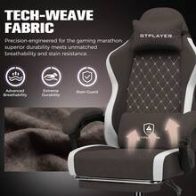 Fabric Gaming Chair With Footrest, Ergonomic Computer Desk Chair With Pocket Spring Cushion Home Office High Back Support Lumbar Support Heavy Duty Wide - Brown - View 7