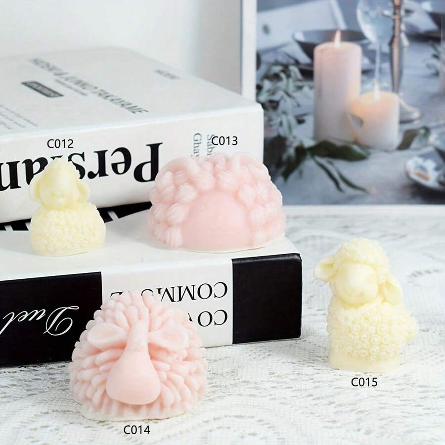 3D绵羊造型蜡烛硅胶模具 - 白色 - 查看 1