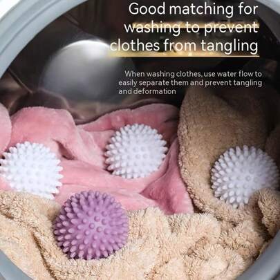 Bộ 5 quả bóng giặt tái sử dụng - Loại bỏ tóc, làm mềm vải, chống rối, giảm nhăn, không cần điện. Bóng sấy quần áo, bóng máy giặt, bóng làm khô quần áo, dụng cụ chống rối, trợ thủ làm sạch quần áo, sản phẩm chống nhăn.