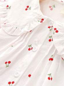Girls New Long Sleeve Spring Autumn Turn Collar Lace Trim Korean Style Blouse, Fashionable Children's Top - White - View 3