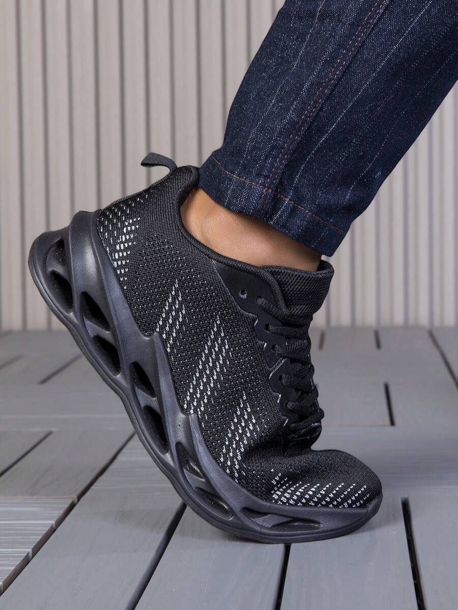 Giày casual unisex cỡ 36-46, giày chạy bộ đế rộng có đệm dành cho nam năm 2026, giày thể thao lưới thoáng khí dành cho nữ, không gây bó chân. - màu đen - Xem 1
