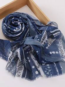 Andningsbar, blygsam hijab, randig, prickig, grafiskt tryck, avslappnad, växtfärgad, batik, mjuk, andningsbar huvudduk, vår/sommar - Multifärgad - Visa 1