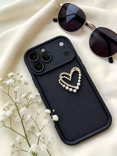 1个创意可爱金色双心楼梯相框手机壳，适用于 16/17 Pro Max，全包防震保护壳，简约设计，卡通风格，完美保护您的手机，兼容荣耀X7/S26 S25 S24 S23 S22 Ultra A56 5G/Smart 8/Hot 40/Transsion Spark 30C/Spark Go 2024/Note 14 5G/Moto E22/E22i/A54