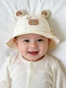 1 chiếc mũ rộng vành thêu hình động vật dễ thương, mũ tai bèo chống nắng ngoài trời hàng ngày mùa hè đi biển. - 1 con vật hoạt hình - Xem 3