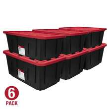 (6 Pack/ 4pack) Hyper Tough Large Storage Bin, 27 Gallon Plastic Storage Container With  Lid, Black And Red - 4 Pack - View 7