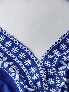 Đầm cổ yếm in hoa mùa hè 2026, đầm đi biển buộc dây hở lưng. - Nhiều màu - Xem 5