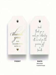 Happiness Series Gold Thank-You Tags -: Wedding Gifts, Showers, Bridal Showers, Birthdays Or Special Events, 50 Pieces, - 彩色 - 查看 5