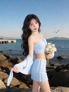 2026 New Swimsuit Women's Separate Bikini Bikini Sexy Bikini Hot Spring Resort Female Student Swimsuit - 藍色 - 查看 9