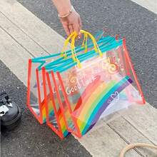 1/3 Packs - 12.6*10.63*3.94 Inches Rainbow Thickened Gift Bag, PVC Transparent Tote Bag, Personalized , Gift Bag - Rainbow - View 4