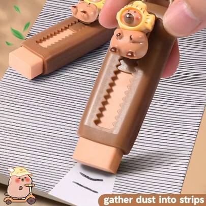 10/4/1pc-可爱水豚伸缩橡皮擦（颜色随机）可爱韩式文具学生办公用品返校季