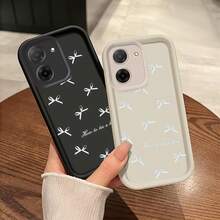 1pc Gradient Photo Frame, Dopamine Matte White Scarf Bow Phone Case, Full-Body Protective Cover, Minimalist Design, Cute Cartoon Style, Compatible With Galaxy S26 S25 S24 S23 S22 Ultra/Honor X7/ Smart 8/ Hot 40/Transsion Spark 30C/Spark Go 2024/ Note 14 5G/ Moto E22/E22i/ A54 - Black - View 3