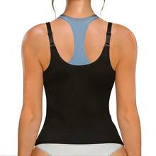 1 pièce Gaine de taille Corset Bustier Gilet à fermeture éclair Shapewear Sport - Noir - Voir 5