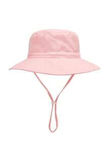 1 Stück Kinder Sonnenhut Einfarbig und Kinnriemen, Sommer Strand Sonnenhut mit breiter Krempe, verstellbar, UV-Schutz Sommerhut für Mädchen - einfarbiger Fischerhut - Übersicht 14