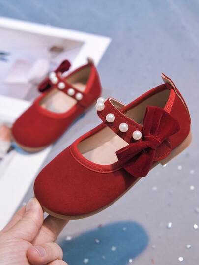 2026 Spring/Autumn New Girls' Soft Bottom Flat Shoes With Side Bow Decor, Suitable For Spring And Autumn Seasons