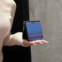 1个商务凯夫拉纹理指环支架，适用于三星Galaxy Z Flip 7、Z Flip 7FE、Z Flip 6、Z Flip 5折叠手机壳 - 彩色 - 查看 3