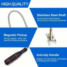 3pcs Heavy Duty Magnetic Clamps And Magnetic Lifters With Telescopic Extendable, Bendable Magnetic Rods - Flexible Magnetic Pickup Tools, Heavy Duty Metal Construction, Suitable For Automotive Repair, Mechanics And DIY Projects, Magnetic Grabber Tools, Magnetic Pickup Tools, Powerful Magnetic Sweeper - 3PCS - View 5