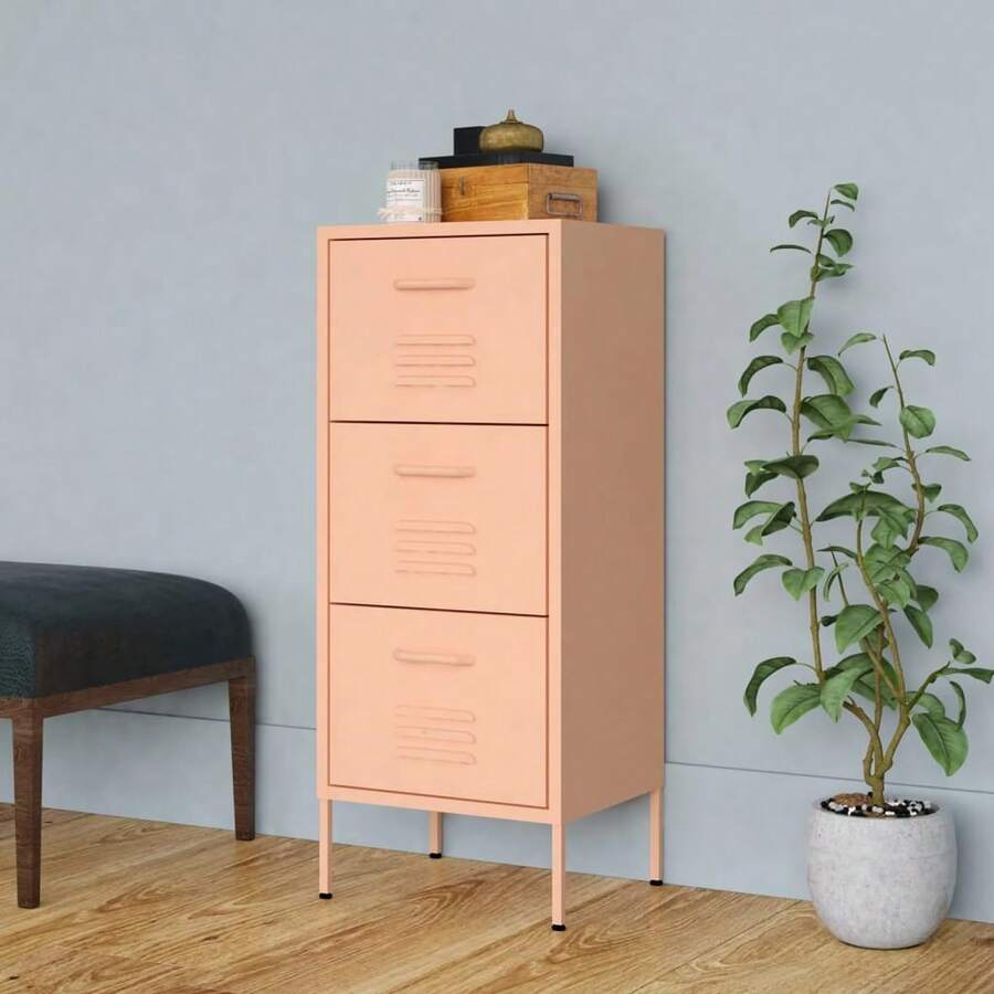 Storage Cabinet Pink 42.5x35x101.5 Cm Steel - Pink - View 1