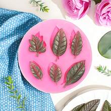 1pc 6-Leaf Design DIY Handmade Clay Resin Polymer Silicone Mold, Pink Silicone Mold Suitable For Decorative Props, Easy Demolding - Pink - Leaves - View 4