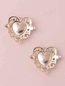 10个DIY手工花盘水晶水钻镂空蕾丝心形合金首饰配件 - 紅色 - 查看 3