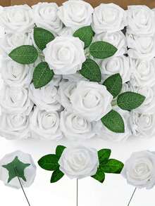 25pcs Red Artificial Rose Stems, Realistic Foam Red Rose Bouquet For Wedding, Home Decor, Mother's Day, Birthday, Graduation Gift - Multicolor - View 3