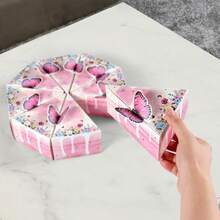 8 piezas Caja de regalo creativa con forma de pastel de mariposa tridimensional linda para fiesta de cumpleaños - multicolor - Ver 5