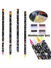 4支装钻石画画笔，水钻拾取器，美甲点钻笔，自粘树脂拾取器，宝石蜡笔，珠宝拾取工具，适用于美甲DIY装饰，带卷笔刀 - 彩色 - 查看 8