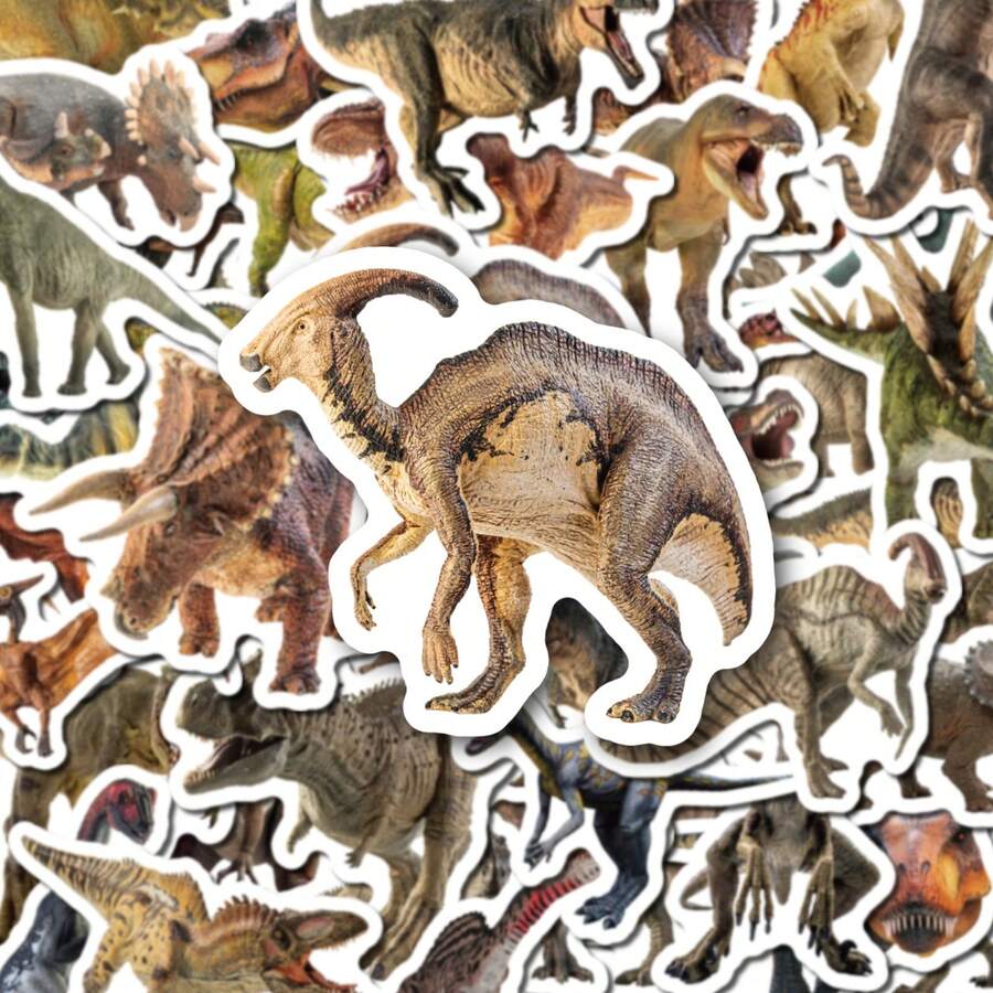 50PCS Dinosaur Stickers Pack, Waterproof Dino Decals For Water Bottles Laptop Skateboard Computer Phone Case Bike Helmet Travel Case Guitar Luggage Notebook, Cute Dinosaur Themed Stickers For Adults Teens, Creative Vinyl Stickers For Personalizing Daily Objects And Craft Projects, Durable Dino Sticker Set For Decorating Accessories And Gear, Fun Dinosaur Designs Sticker Collection For Office School Supplies - Multicolor - View 1
