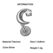 1 件装 CZ 马眼形心形方形月亮星形耳软骨耳廓耳屏耳钉 16g G23 植入式钛金属内螺纹锆石铺镶平底唇鼻唇钉穿刺饰品 男女通用 日常优雅 - 鈦本色 - 查看 17