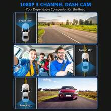 3-Channel 1080P Front And Rear Built-In Dash Cam, 3-Way Car Camera With 32GB Memory Card, Infrared Night Vision, 24/7 Parking Monitoring, G-Sensor, Loop Recording, Suitable For Cars And Trucks, 150mAh Battery Capacity - Dashcam - View 4