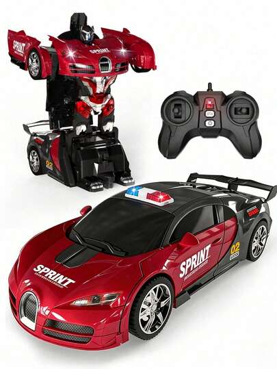 1pc Transformable Remote Control Car Toy, One-Key Transformation, 360° Rotation & Drift, Smooth Motion, Easy Control, Suitable For 3+ Years Old Boys & Girls, Great Gift For Birthday, Anniversary, Back To School, Graduation