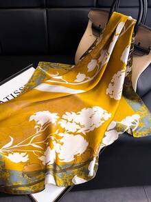 1条女士优雅复古印花轻薄缎面方巾，波西米亚风休闲女士围巾、披肩，轻薄舒适，适合春夏日常穿着和外出。 - 彩色 - 查看 5