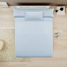 Ecommerc3 3-4 Piece Cotton Sheet Set, Fits Beds 80-200 Cm, Wide Variety Of Colors - 天藍色 - 查看 9