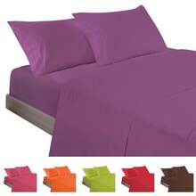Ecommerc3 3-4 Piece Cotton Sheet Set, Fits Beds 80-200 Cm, Wide Variety Of Colors - Lila - View 2