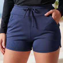 Acqua Bronze Kit 2 Shorts Suplex Drawstring Pocket Adjustable Women's Versatile Bath Sport Double Waistband Sporty Simple Casual - 海軍藍/軍綠色 - 查看 6