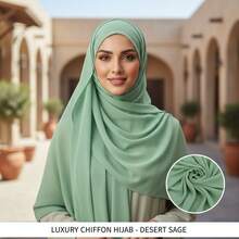 1pc Women's Solid Color Chiffon Scarf, Minimalist Elegant Hijab Scarf - Mint Green - View 2