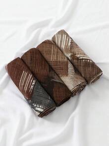 1条新款人字纹扎染亚麻围巾，女士百搭披肩 - 彩色 - 查看 4