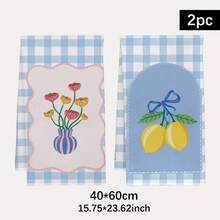 Bộ 2 khăn lau bếp họa tiết hoa lá và chanh kẻ caro xanh lá cây, kích thước 40*60cm, mềm mại, thấm hút tốt, phong cách trang trí nhà nông thôn, quà tặng tân gia, phù hợp cho nhà bếp và phòng tắm, tuyệt vời cho các bà nội trợ và những buổi họp mặt gia đình, giá trị cao. - Mầm xanh - Xem 3