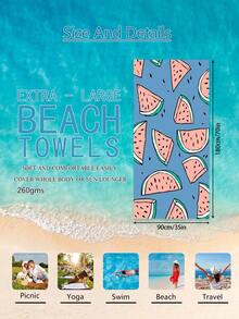 1 pieza Toalla de playa para niños con estampado de sandía azul, manta de playa extra grande de microfibra súper suave, toalla de baño súper absorbente, adecuada para viajes, piscina, buceo, surf, yoga, camping, disponible en varios tamaños, accesorio de playa - Multicolor - Ver 14