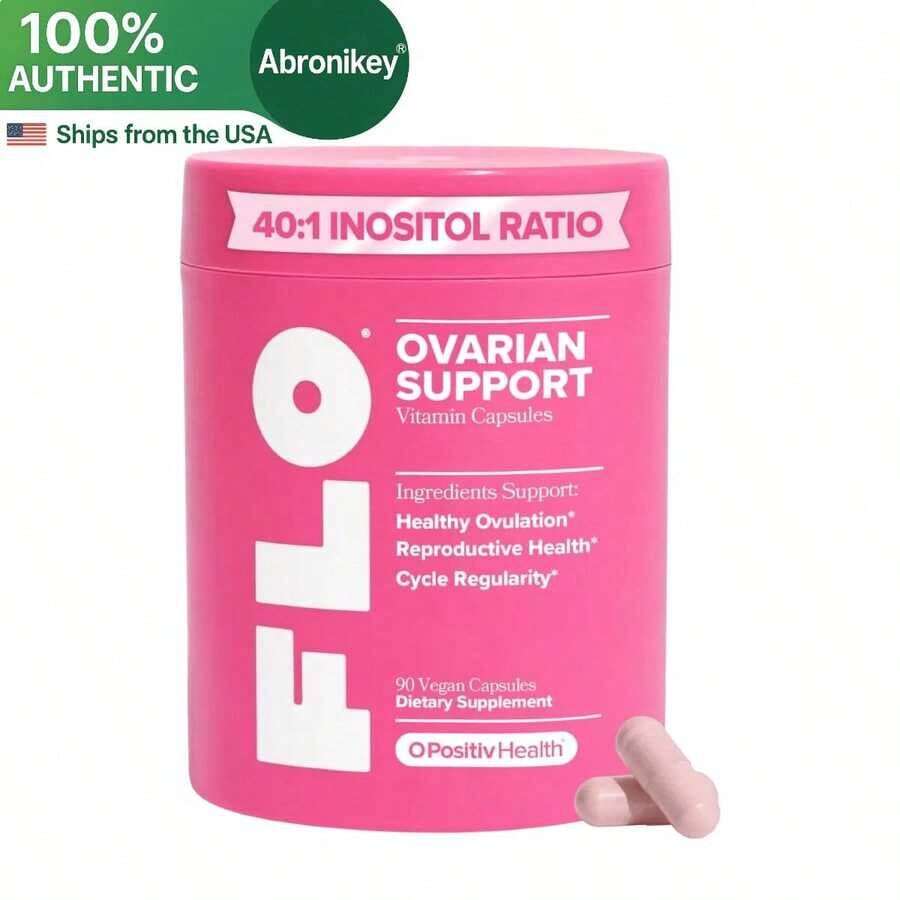 FLO Women's Ovarian Wellness Capsules With Myo & D-Chiro Inositol, DIM And Folic Acid For Daily Hormone And Cycle Support |   Vegan 90 Count |   Gluten-Free Non-GMO Supplement - 1 Bottle - 查看 1