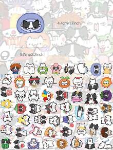54pcs Cute Cartoon Kitten Stickers DIY Guitar Luggage Refrigerator Water Cup Planner Supplies Decorative Laptop Personalization Stickers - Multicolor - View 2