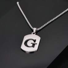 1件时尚简约不锈钢镂空26字母项链，嘻哈风格，奢华浪漫沉稳气质，休闲个性设计，百搭，适合任何场合 - 鋼色 - 查看 21