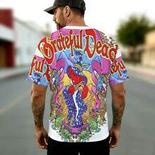 Wizard Bear Graphic Summer Cotton T Shirt Bohemian & Retro Style, Round Neck Short Sleeve, Slight Stretch, Leisure Comfort. - màu đen - Xem 7